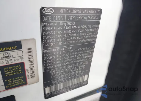 2015 Land Rover Range Rover Sport 3.0L V6 Supercharged Hse from USA, damaged, VIN SALWR2VFXFA614297